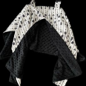 Thick infant car seat canopy cover. Black and white.